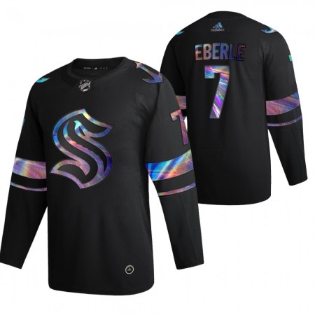 Pánské Hokejový Dres Seattle Kraken Jordan Eberle 7 2021-22 Duhová holografická Černá Authentic